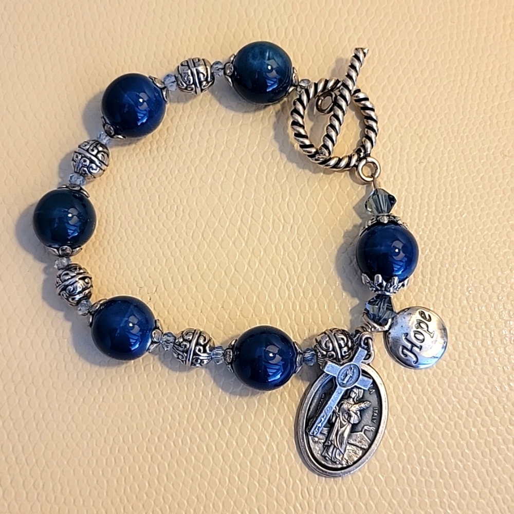 Beaded Bracelet- St. Agatha - Hope - Cross, Prayer